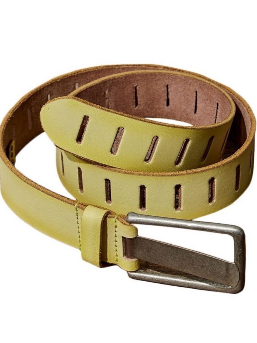 Free People Jona Leather Belt in Lemon Lime NWOT